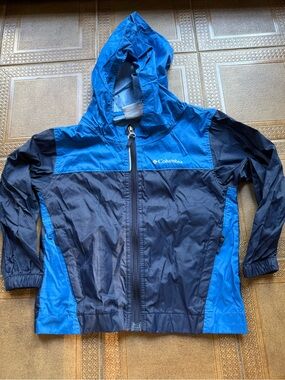 Columbia Bright Blue Hooded Windbreaker Jacket
